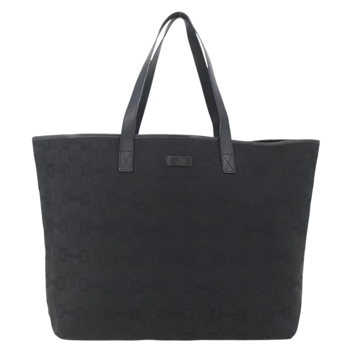 GUCCI Tote Bag Canvas Outlet Black Gold 238696 Auth 160577