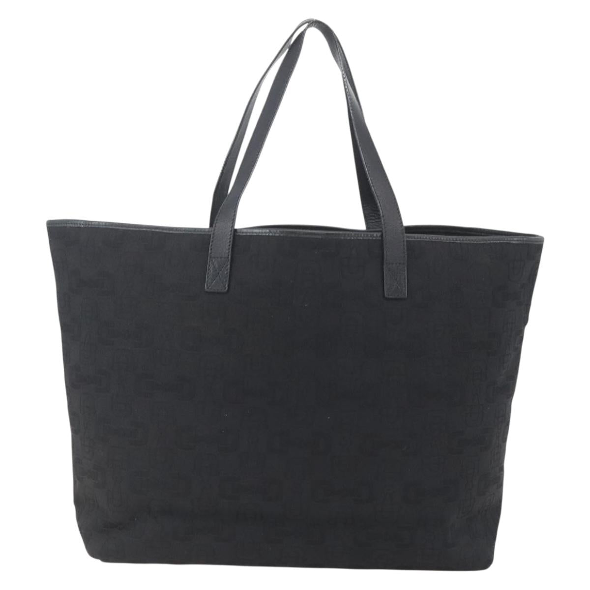 GUCCI Tote Bag Canvas Outlet Black Gold 238696 Auth 160577