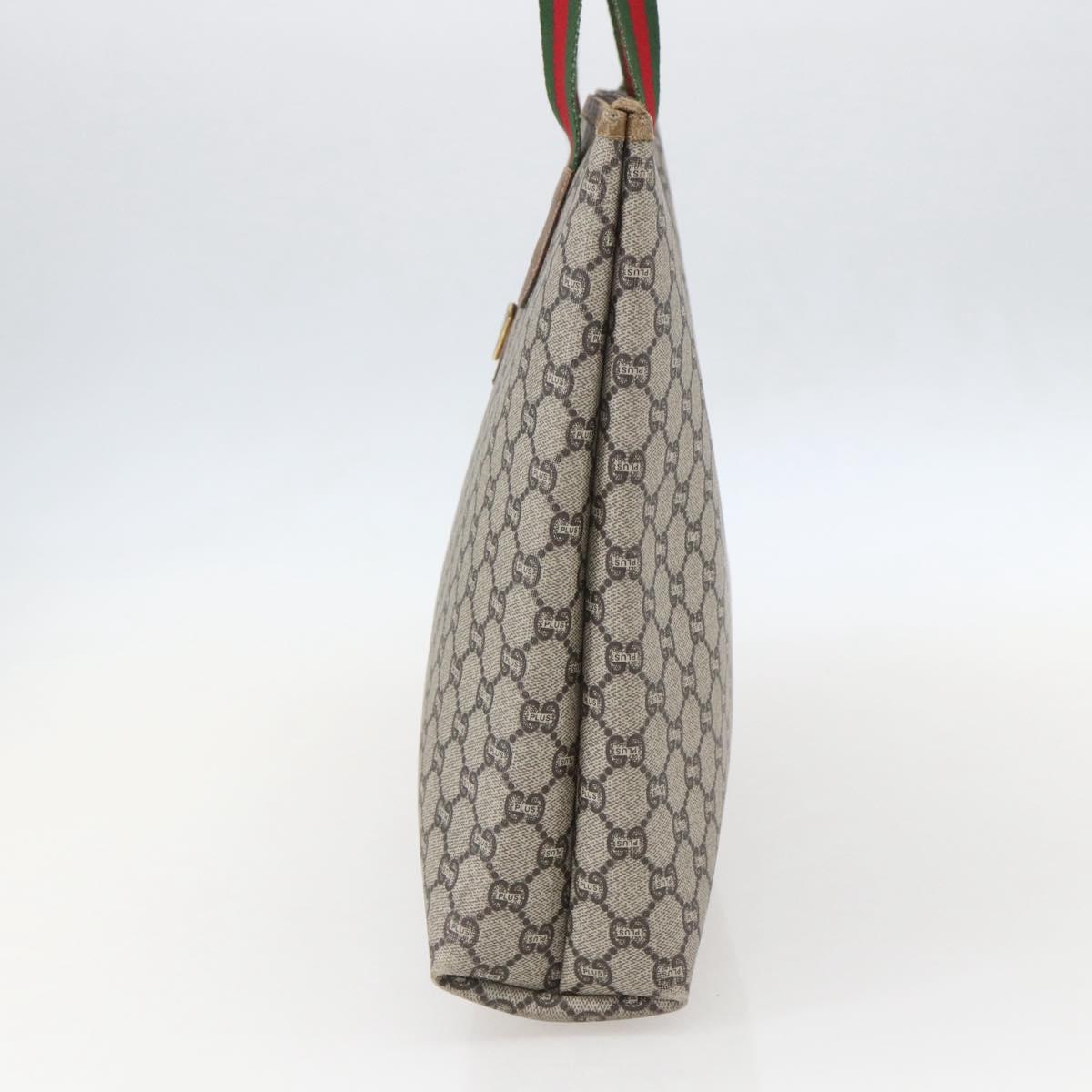 GUCCI GG Plus Supreme Web Sherry Line Tote Bag PVC Beige Gold Auth 160582