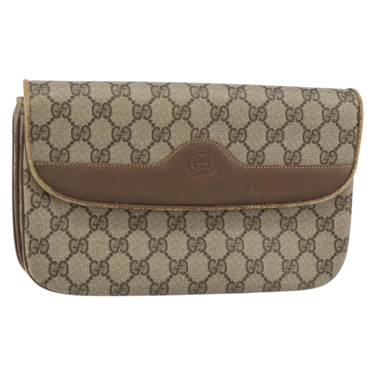GUCCI GG Supreme Clutch Bag PVC Beige Gold 004 106 0024 Auth 160587