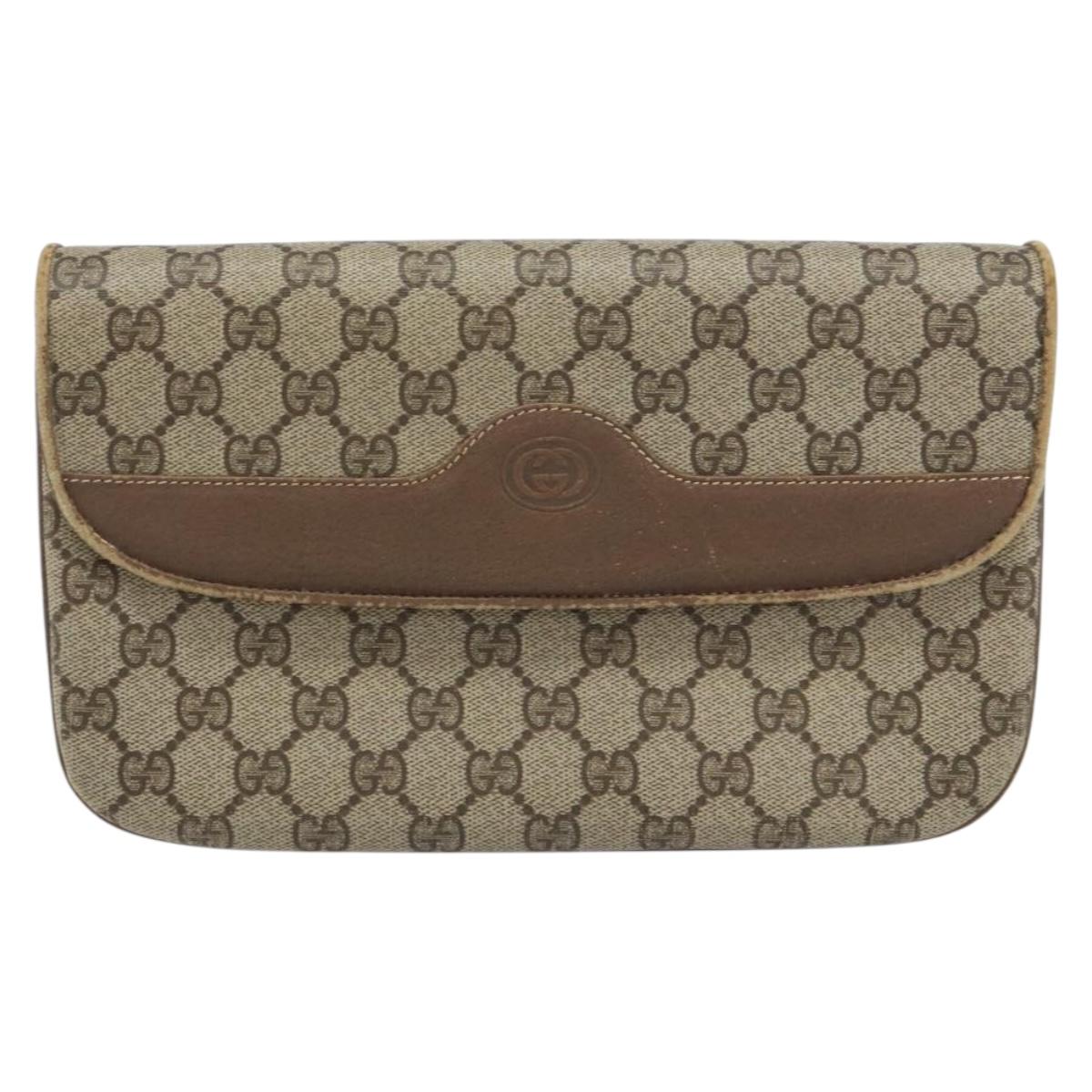 GUCCI GG Supreme Clutch Bag PVC Beige Gold 004 106 0024 Auth 160587
