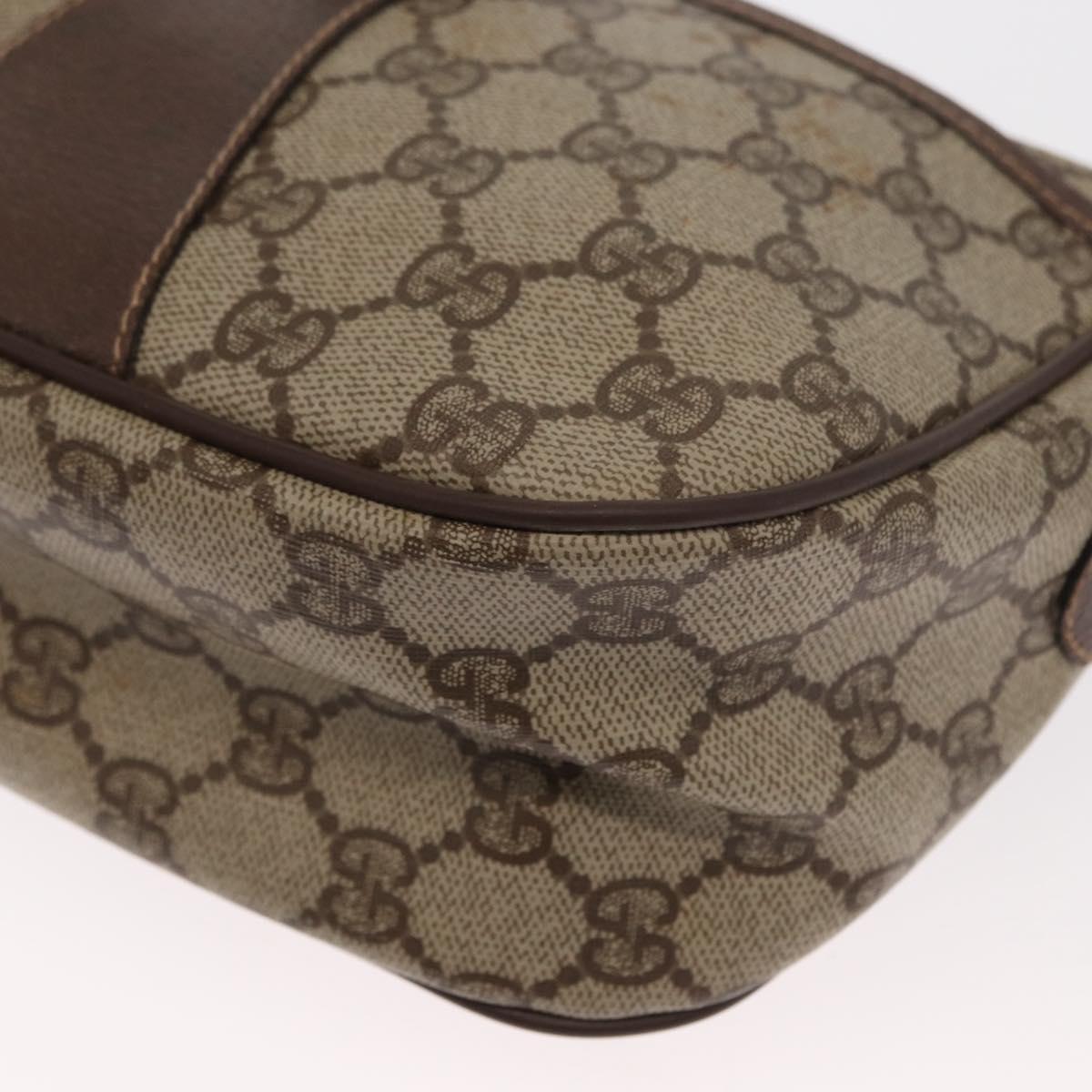 GUCCI GG Supreme Web Sherry Line Bag PVC Beige Gold 001 904 2032 Auth 160592
