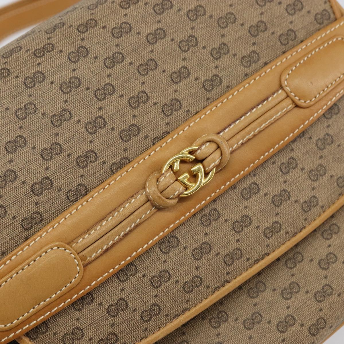 GUCCI Micro GG Supreme Shoulder Bag PVC Beige Gold Auth 160593