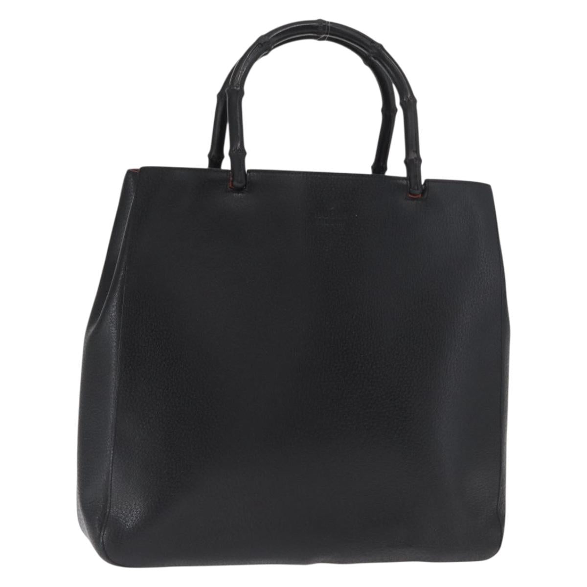 GUCCI Bamboo Tote Bag Leather Black 002 1059 Auth 160597