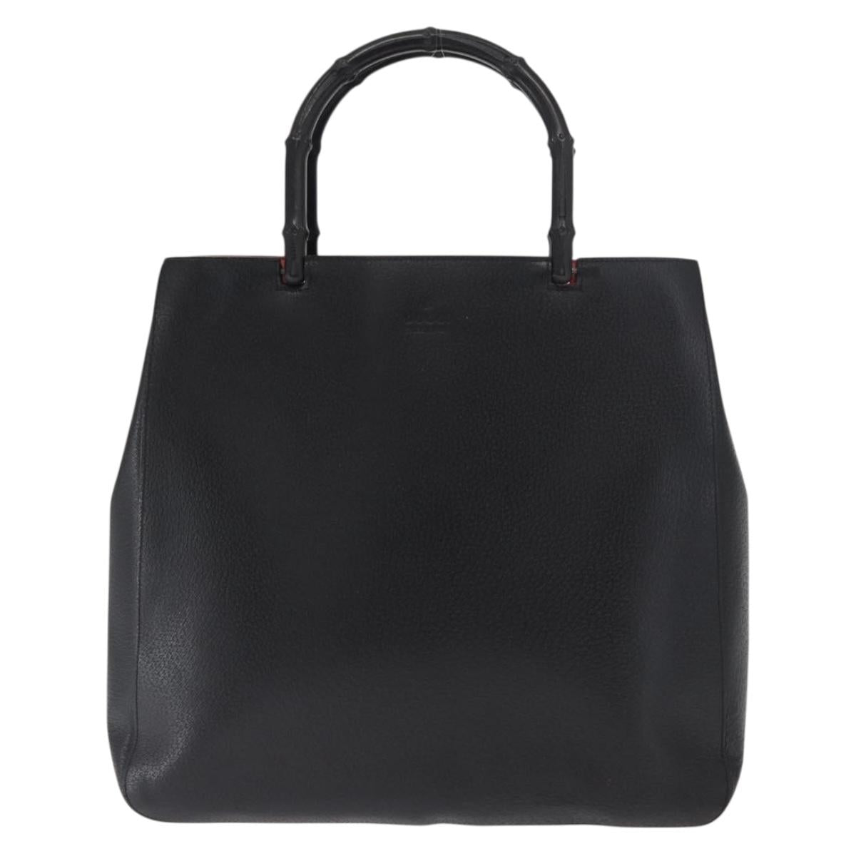 GUCCI Bamboo Tote Bag Leather Black 002 1059 Auth 160597