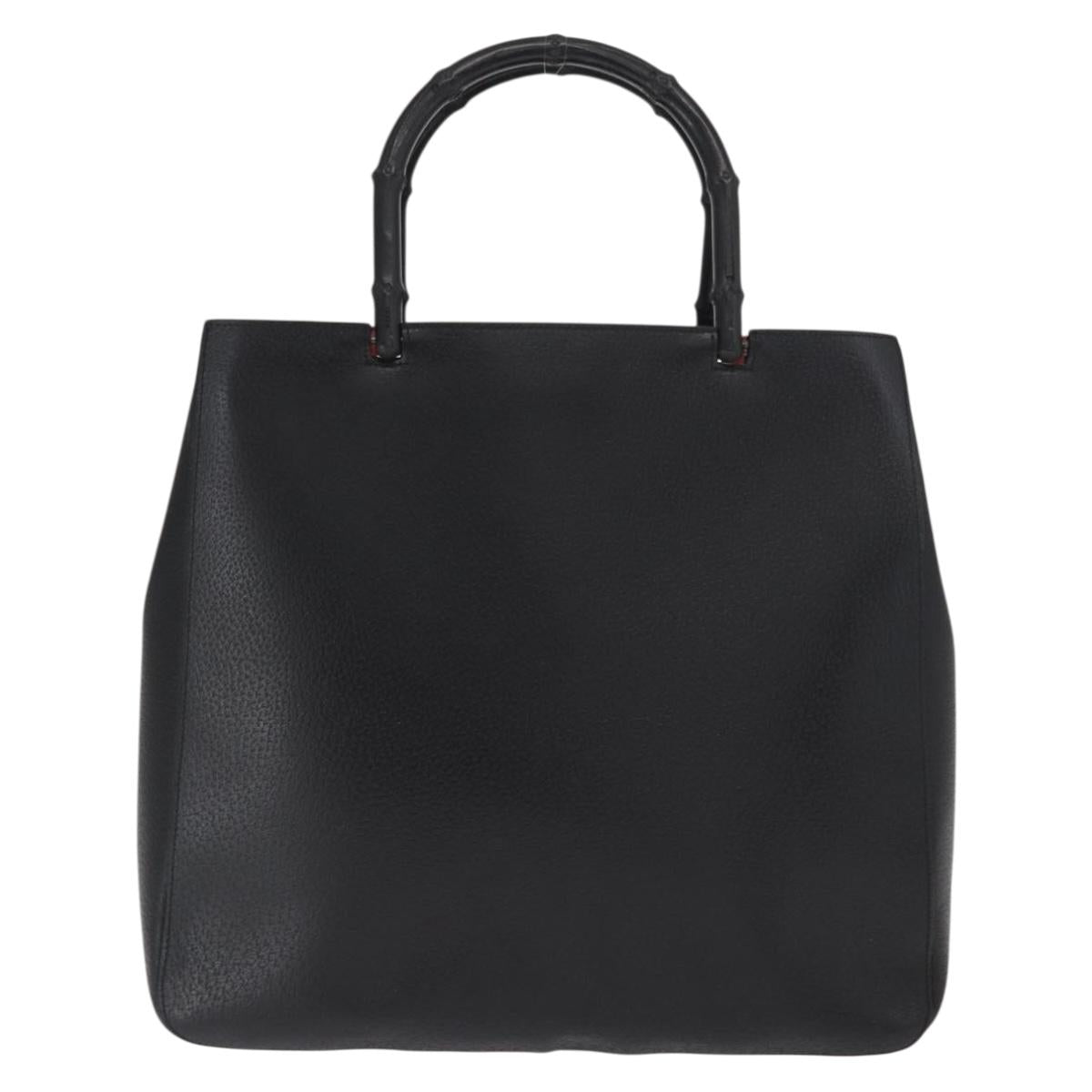 GUCCI Bamboo Tote Bag Leather Black 002 1059 Auth 160597