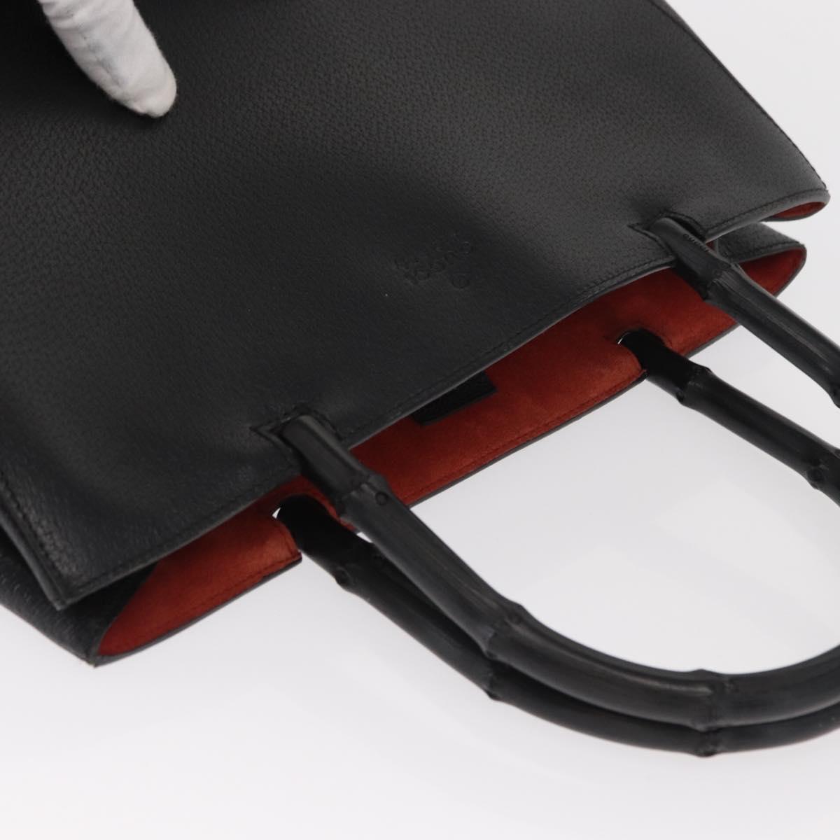 GUCCI Bamboo Tote Bag Leather Black 002 1059 Auth 160597