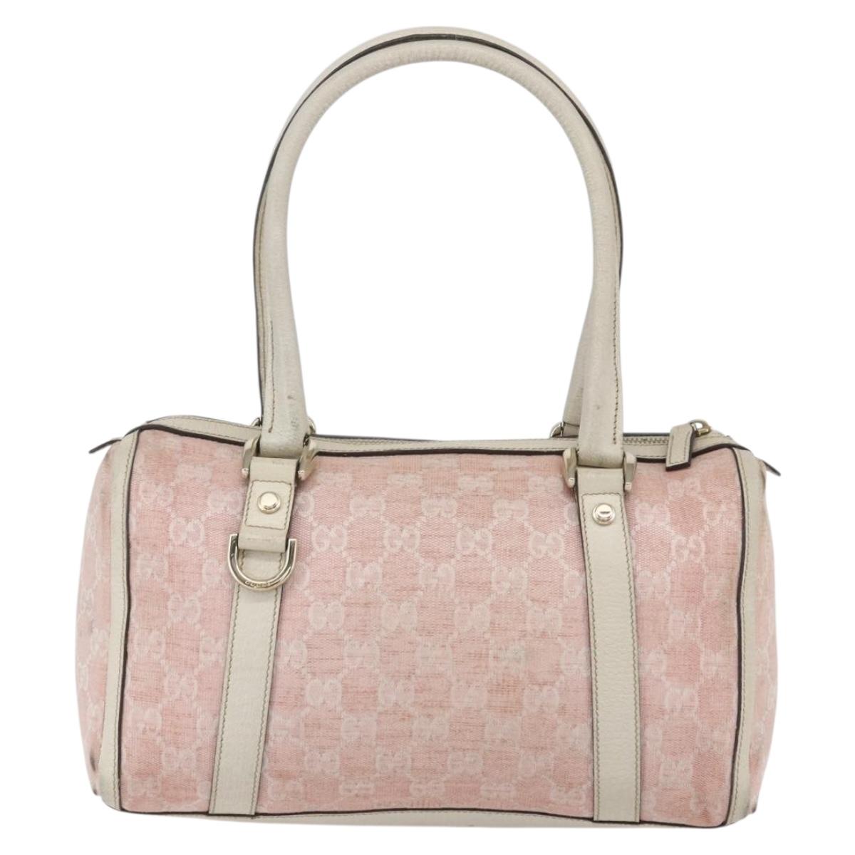 GUCCI GG Canvas Hand Bag Outlet Pink Gold 130942 Auth 160602