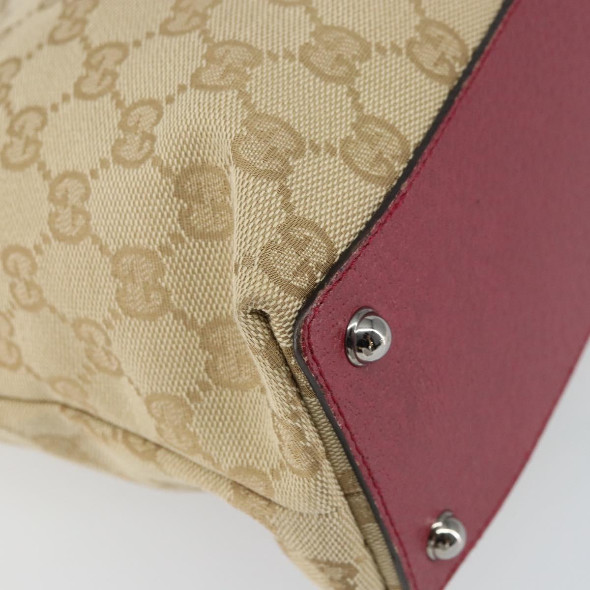 GUCCI GG Canvas Tote Bag Beige Silver 120837 Auth 160606