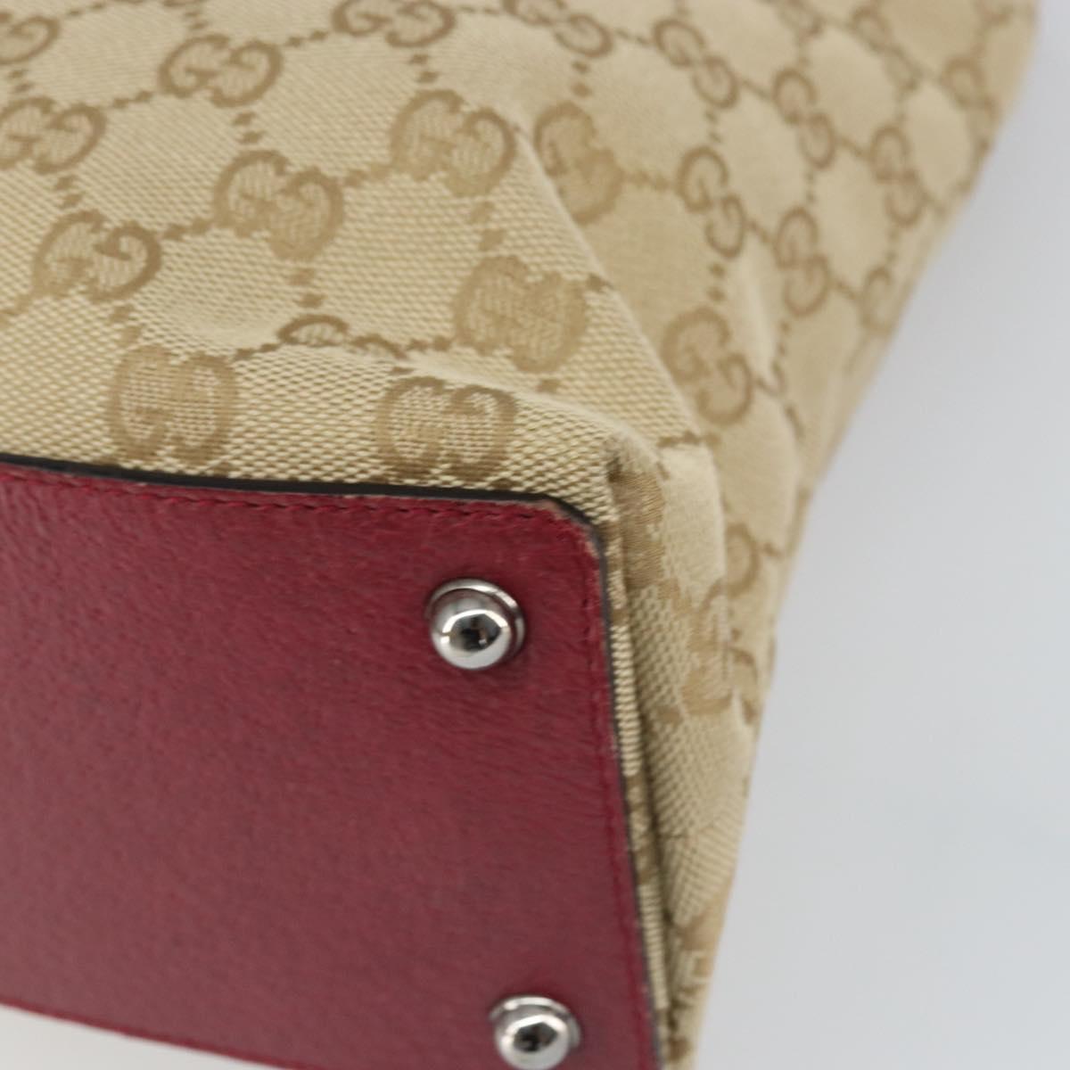 GUCCI GG Canvas Tote Bag Beige Silver 120837 Auth 160606