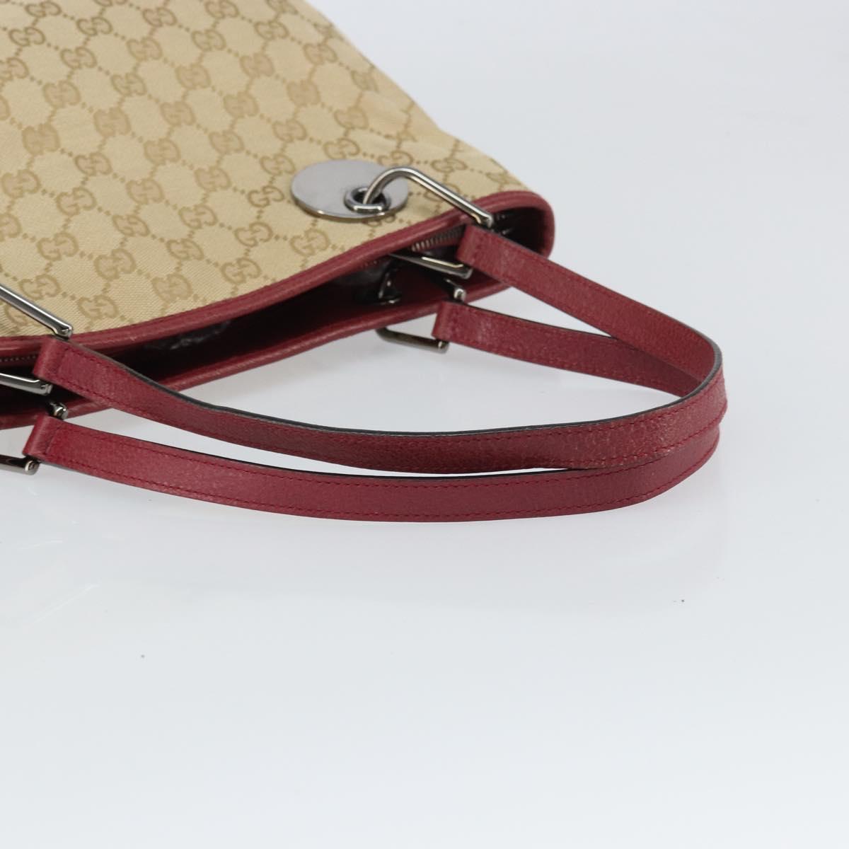 GUCCI GG Canvas Tote Bag Beige Silver 120837 Auth 160606