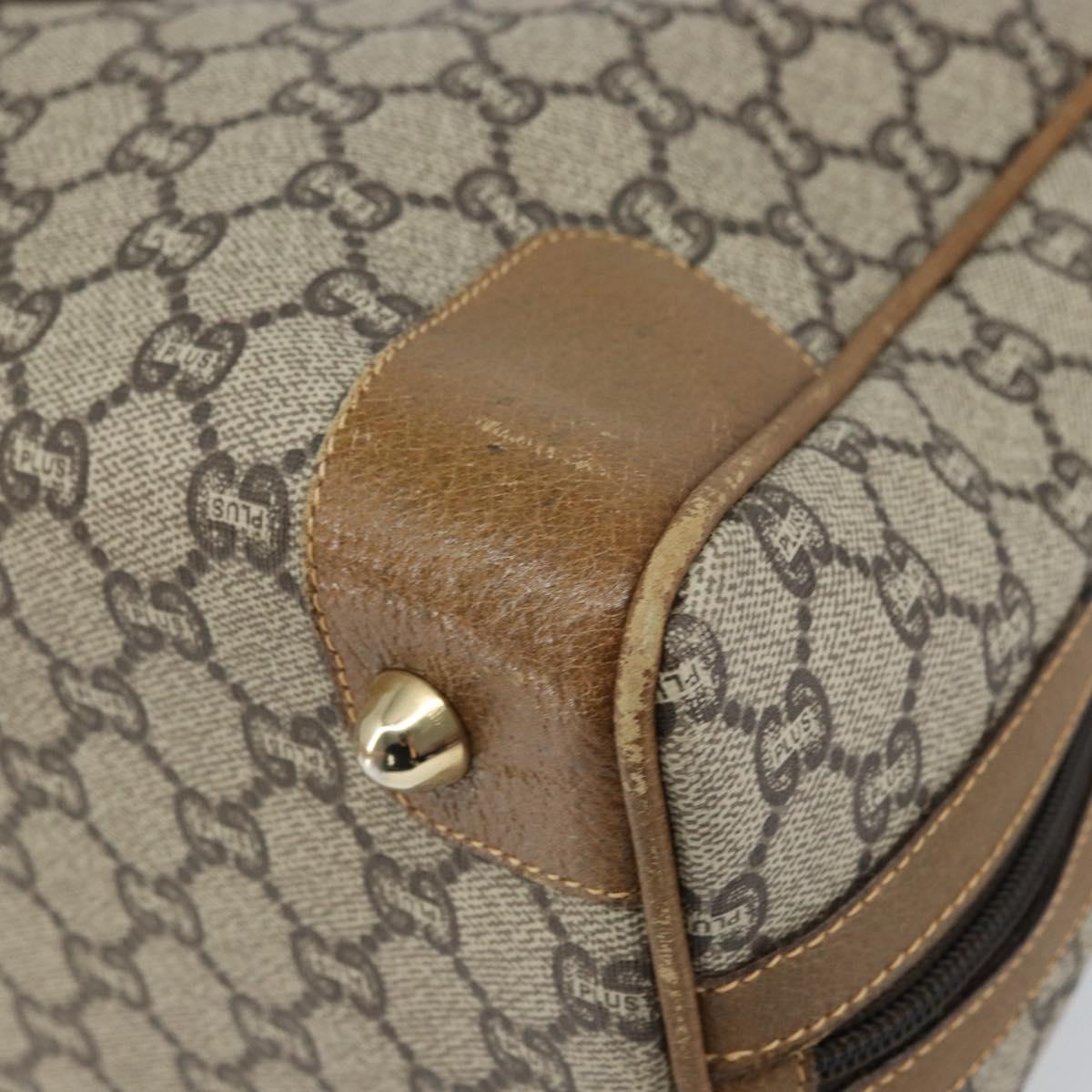 GUCCI GG Plus Supreme Boston Bag PVC Beige Gold Auth 160615