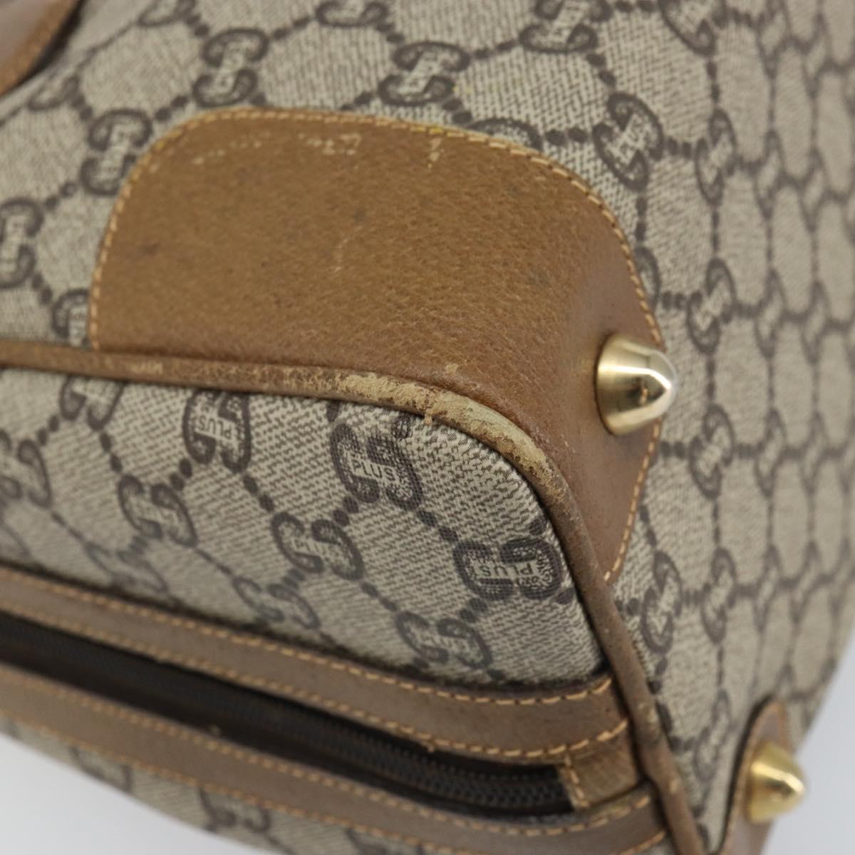 GUCCI GG Plus Supreme Boston Bag PVC Beige Gold Auth 160615