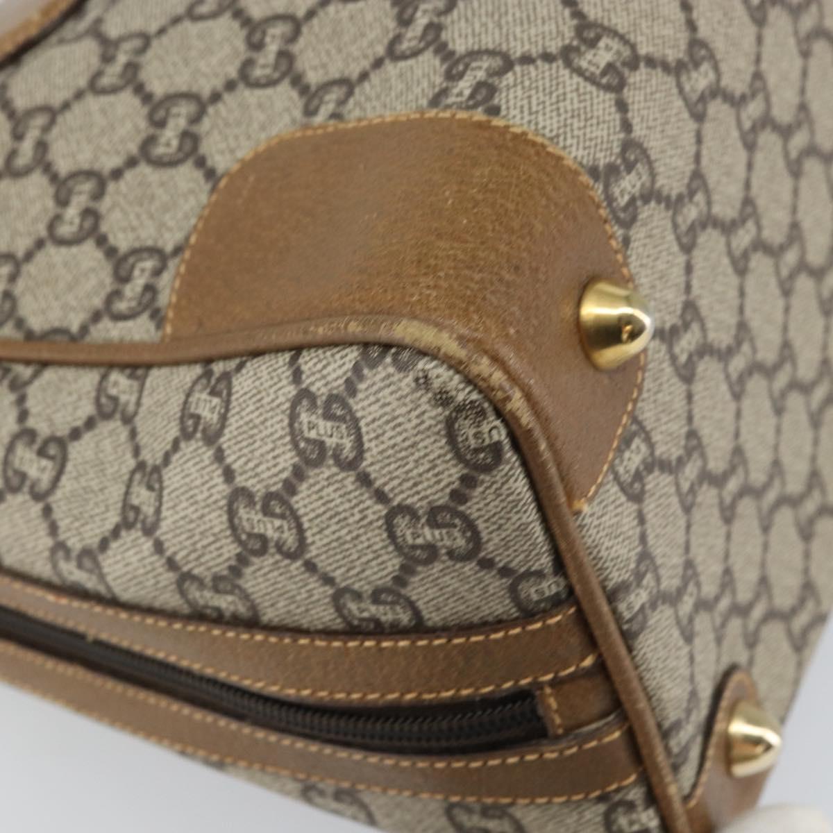 GUCCI GG Plus Supreme Boston Bag PVC Beige Gold Auth 160615