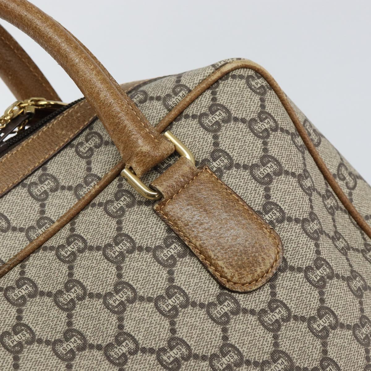 GUCCI GG Plus Supreme Boston Bag PVC Beige Gold Auth 160615