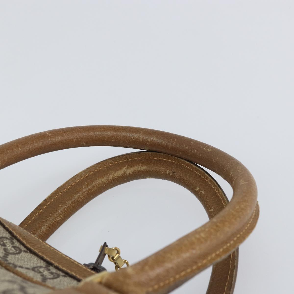 GUCCI GG Plus Supreme Boston Bag PVC Beige Gold Auth 160615