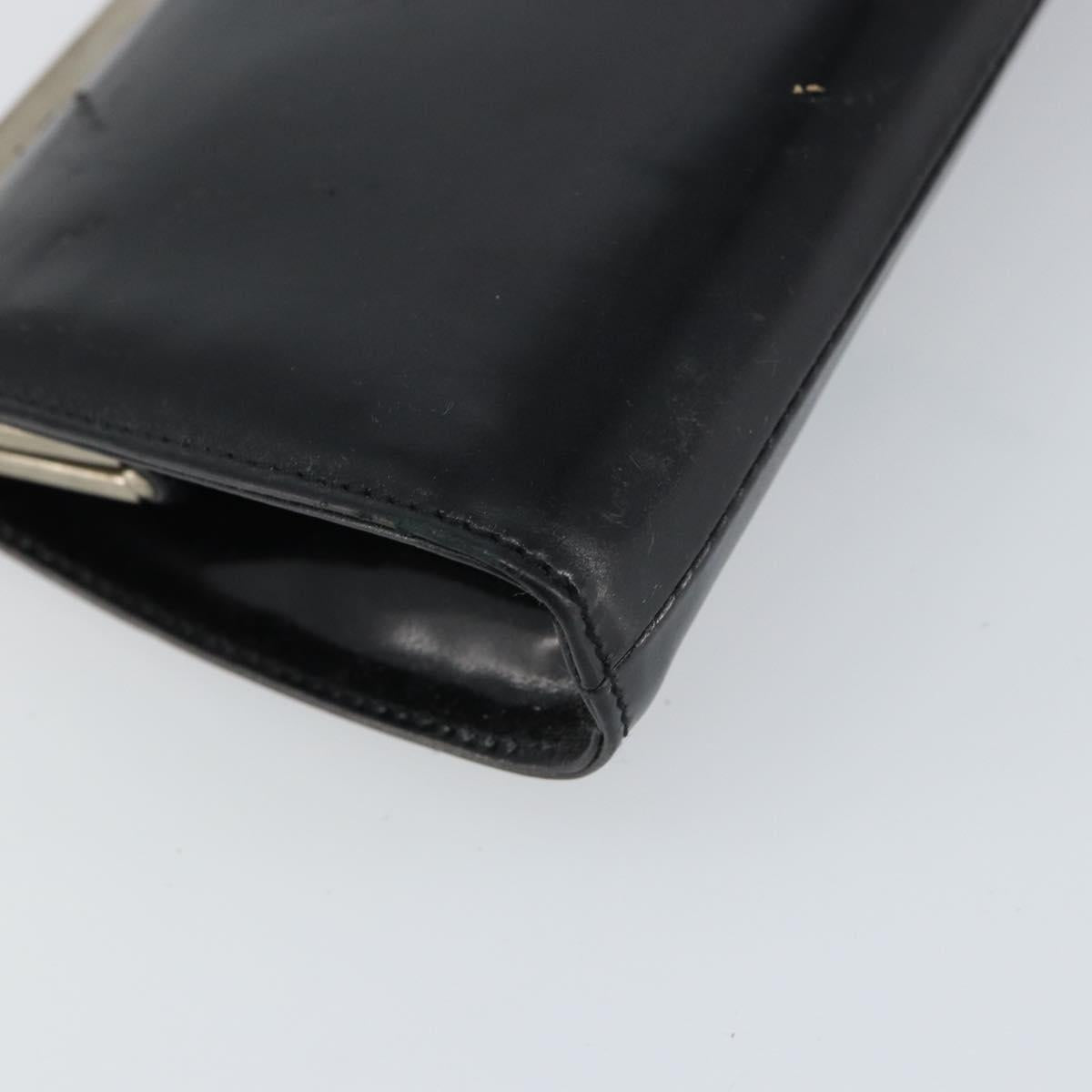 GUCCI Chain Shoulder Bag Leather Black Silver Auth 160616
