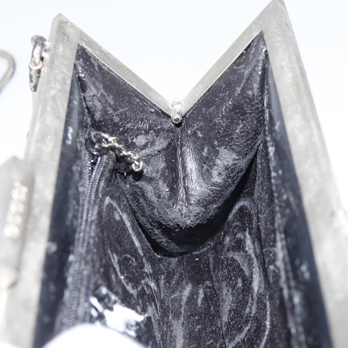 GUCCI Chain Shoulder Bag Leather Black Silver Auth 160616