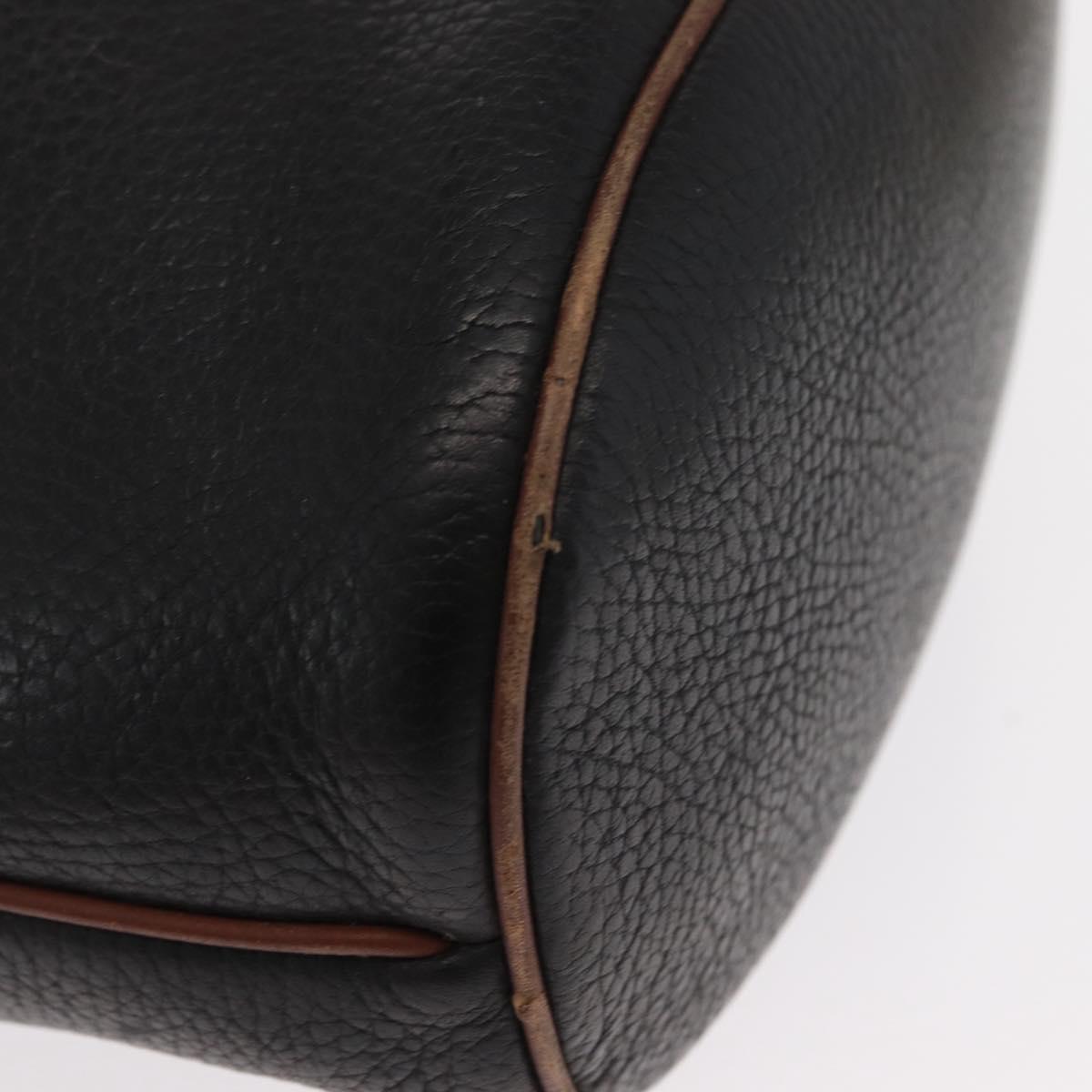 GUCCI Shoulder Bag Leather Black Gold 001 904 0791 Auth 160619