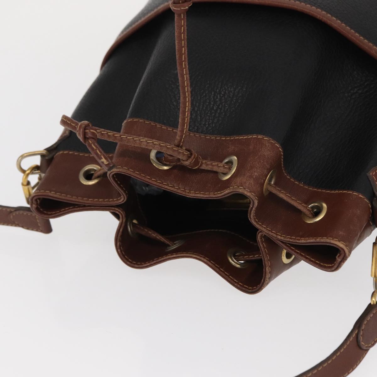 GUCCI Shoulder Bag Leather Black Gold 001 904 0791 Auth 160619