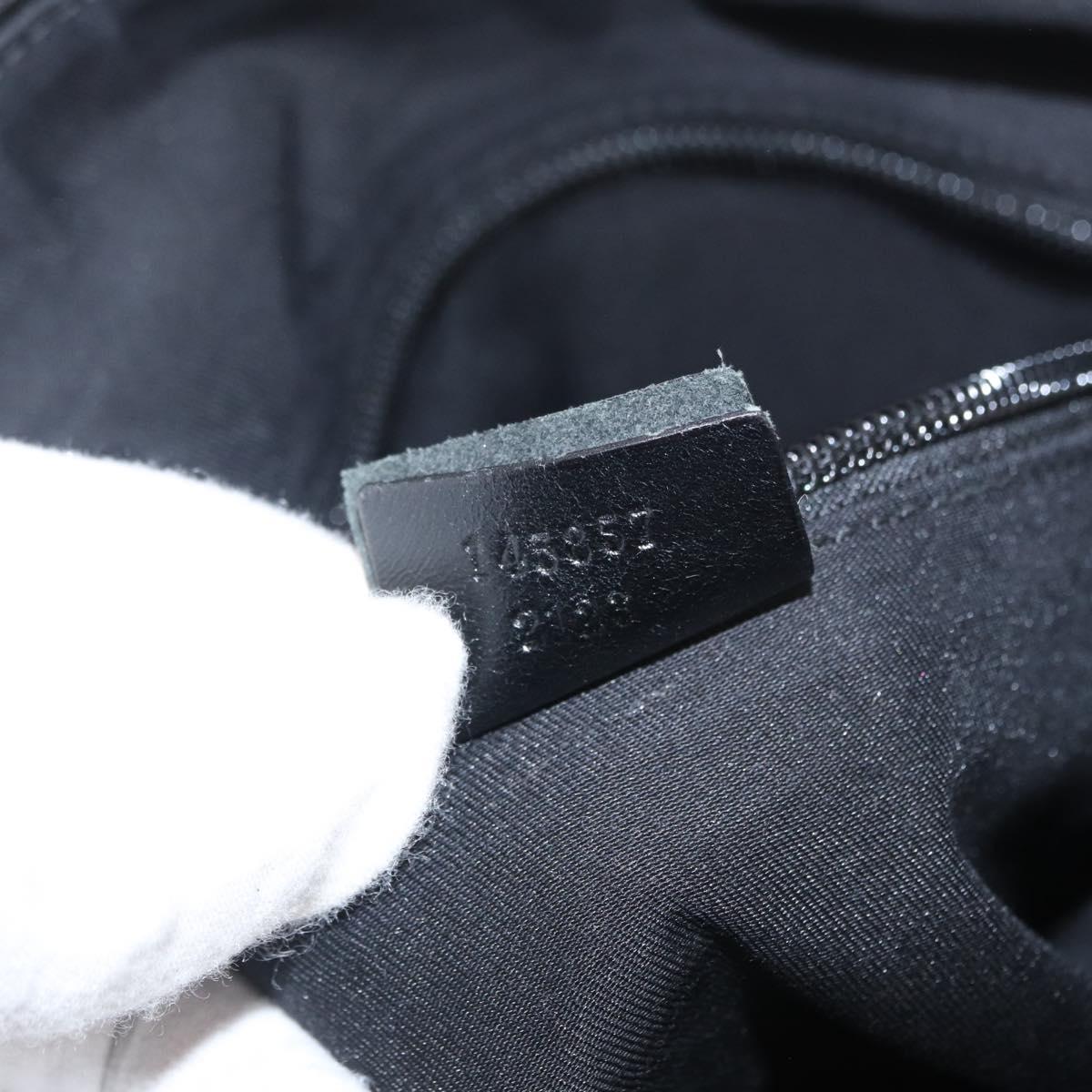 GUCCI GG Canvas Shoulder Bag Black Silver 145857 Auth 160622
