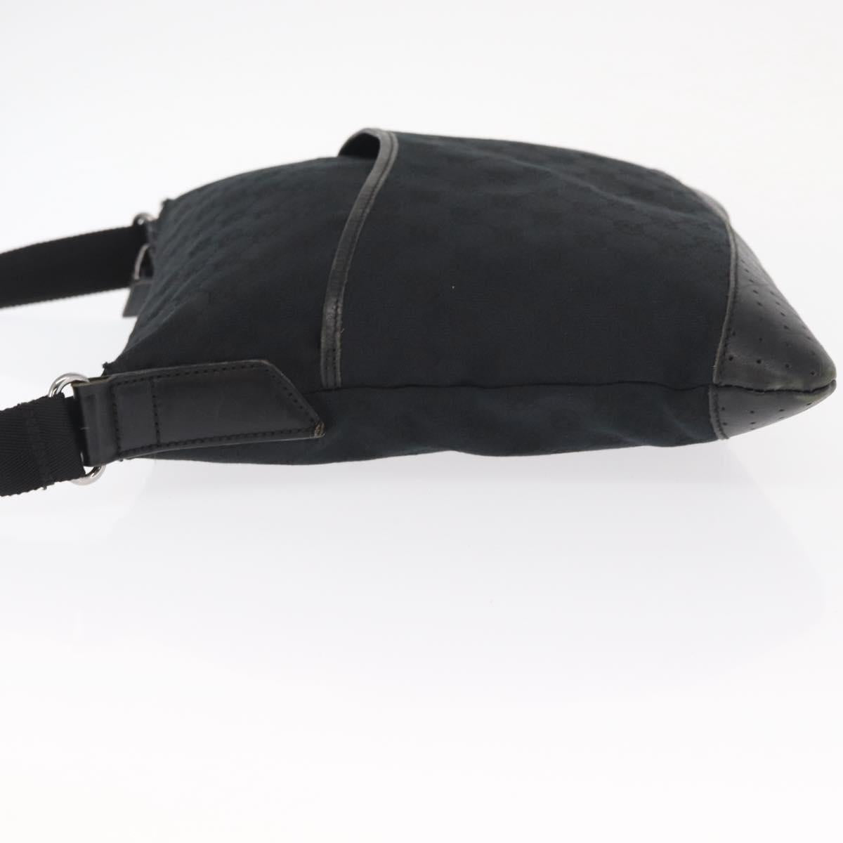 GUCCI GG Canvas Shoulder Bag Black Silver 145857 Auth 160622