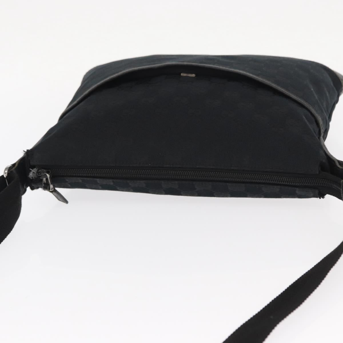 GUCCI GG Canvas Shoulder Bag Black Silver 145857 Auth 160622