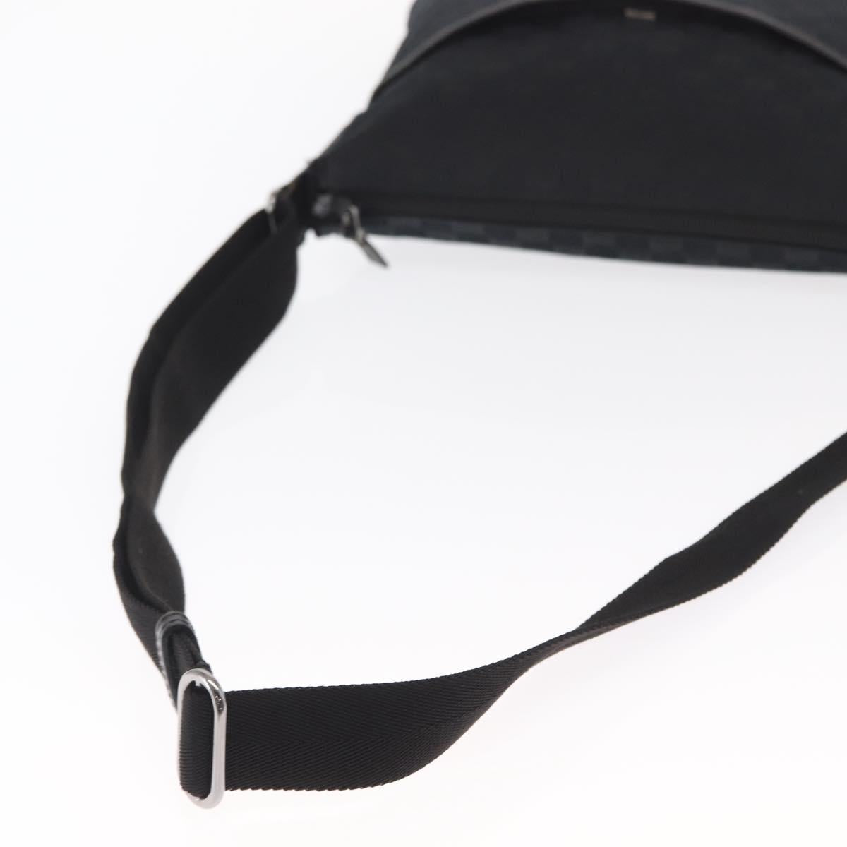 GUCCI GG Canvas Shoulder Bag Black Silver 145857 Auth 160622