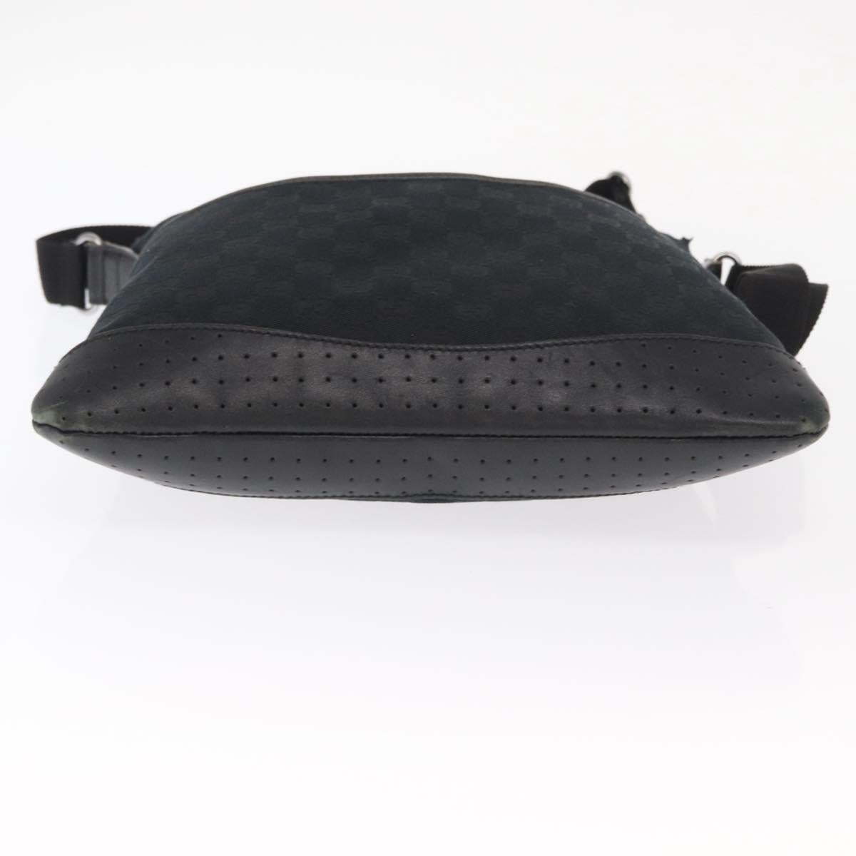 GUCCI GG Canvas Shoulder Bag Black Silver 145857 Auth 160622