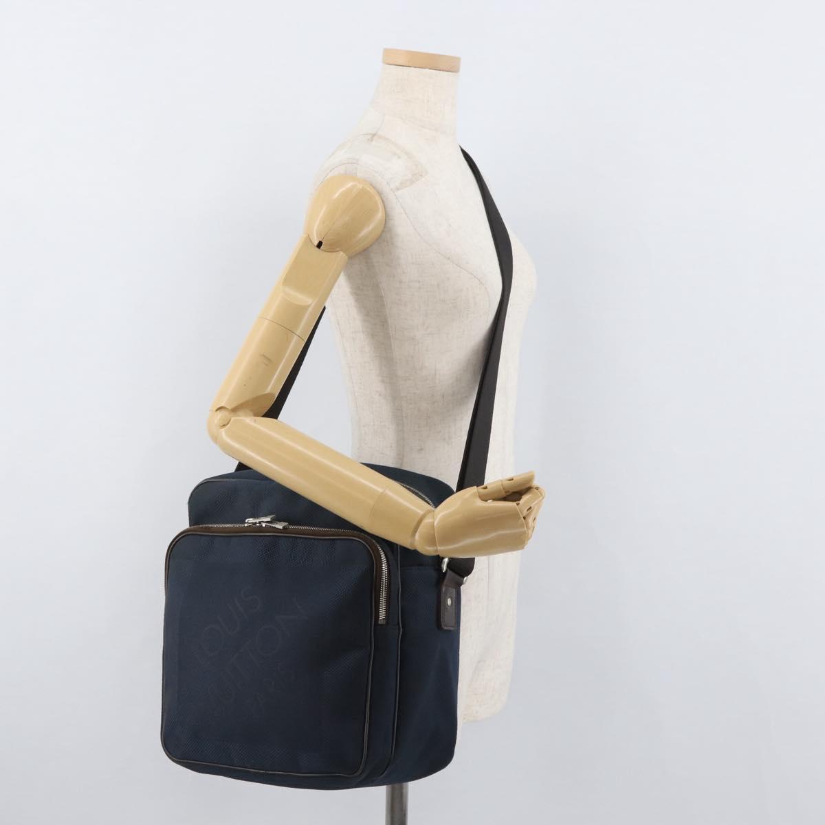 LOUIS VUITTON Damier Geant Pilot Shoulder Bag Blue N41159 LV Auth 160664