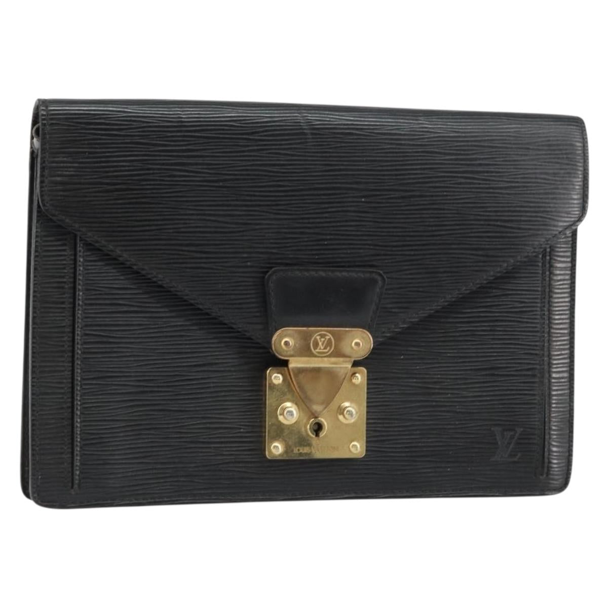 LOUIS VUITTON Epi Serie Dragonne Clutch Bag Black Noir M52612 LV Auth 160670