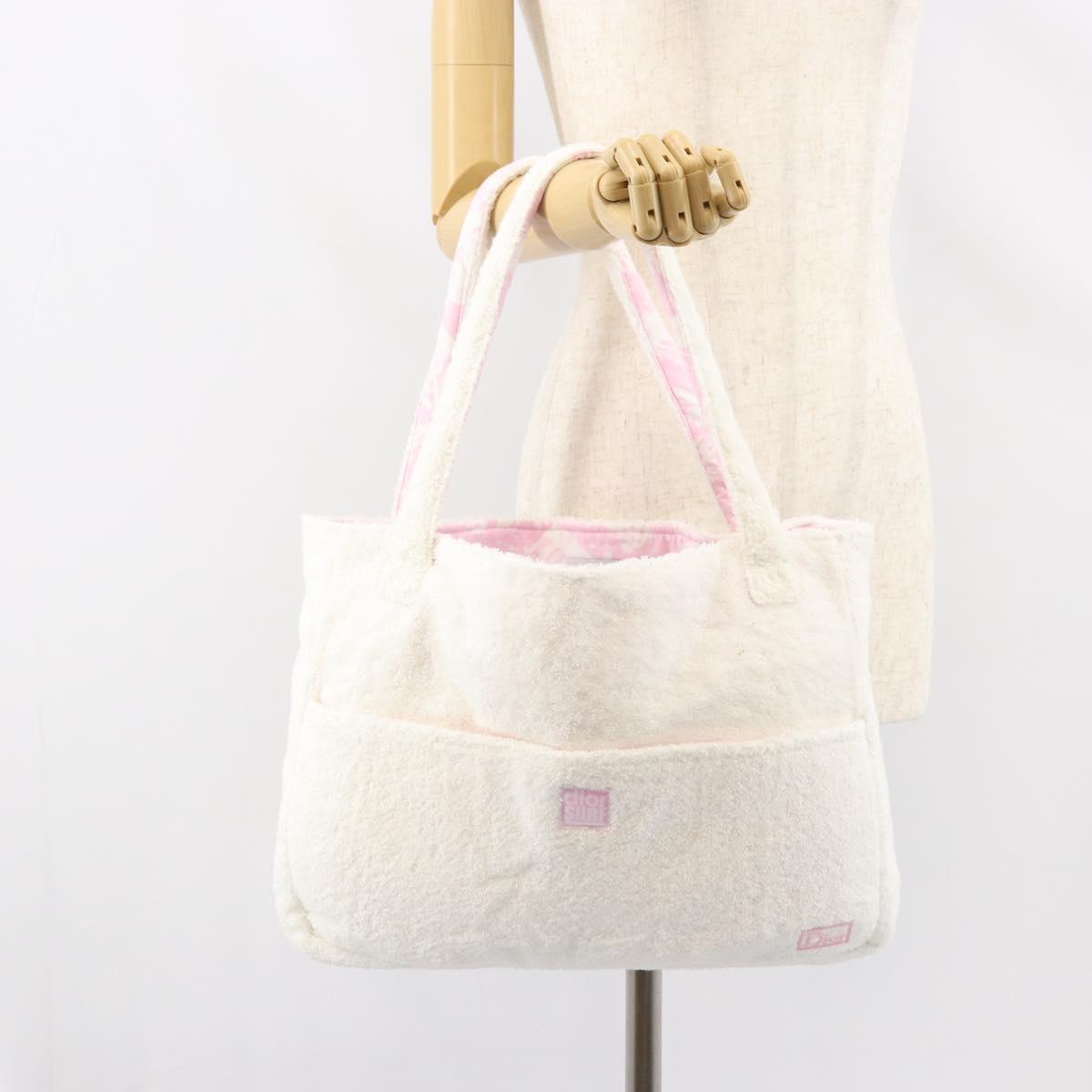 Christian Dior Tote Bag Cotton White Auth 160672