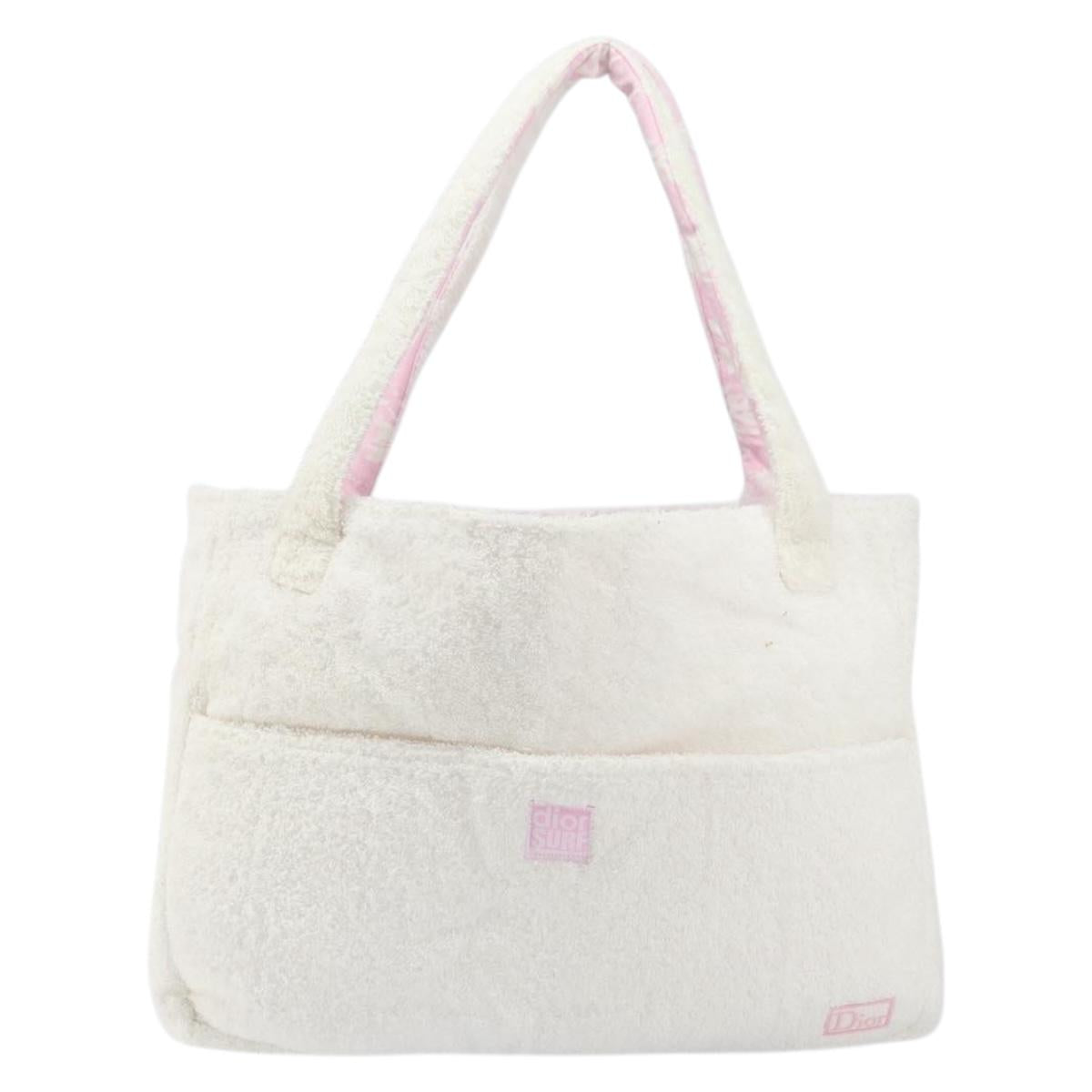 Christian Dior Tote Bag Cotton White Auth 160672