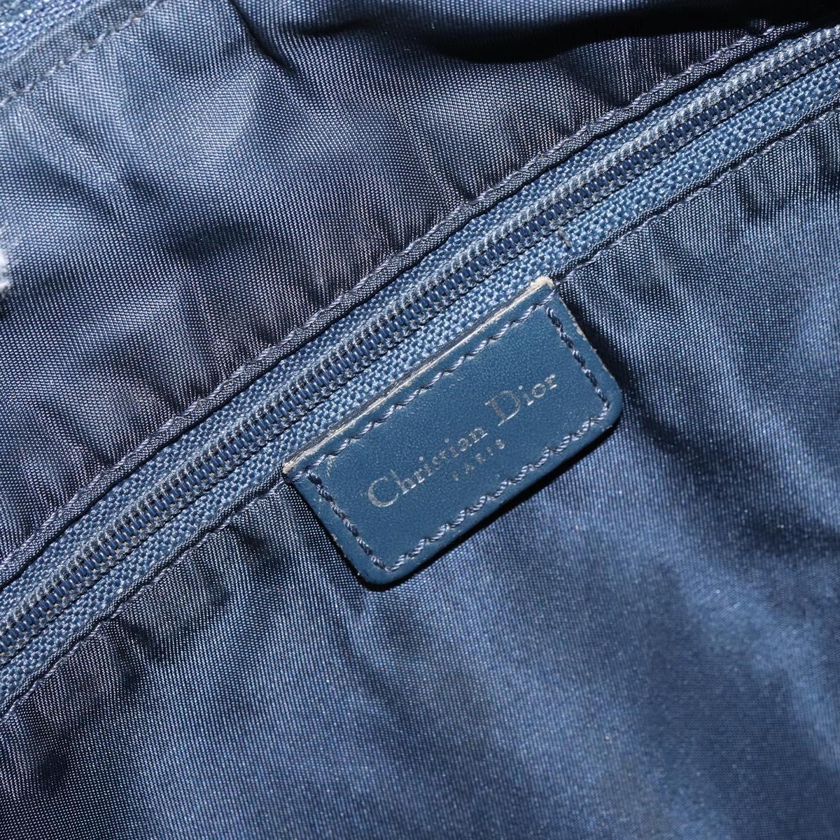 Christian Dior Trotter Canvas Shoulder Bag Navy Silver Auth 160673