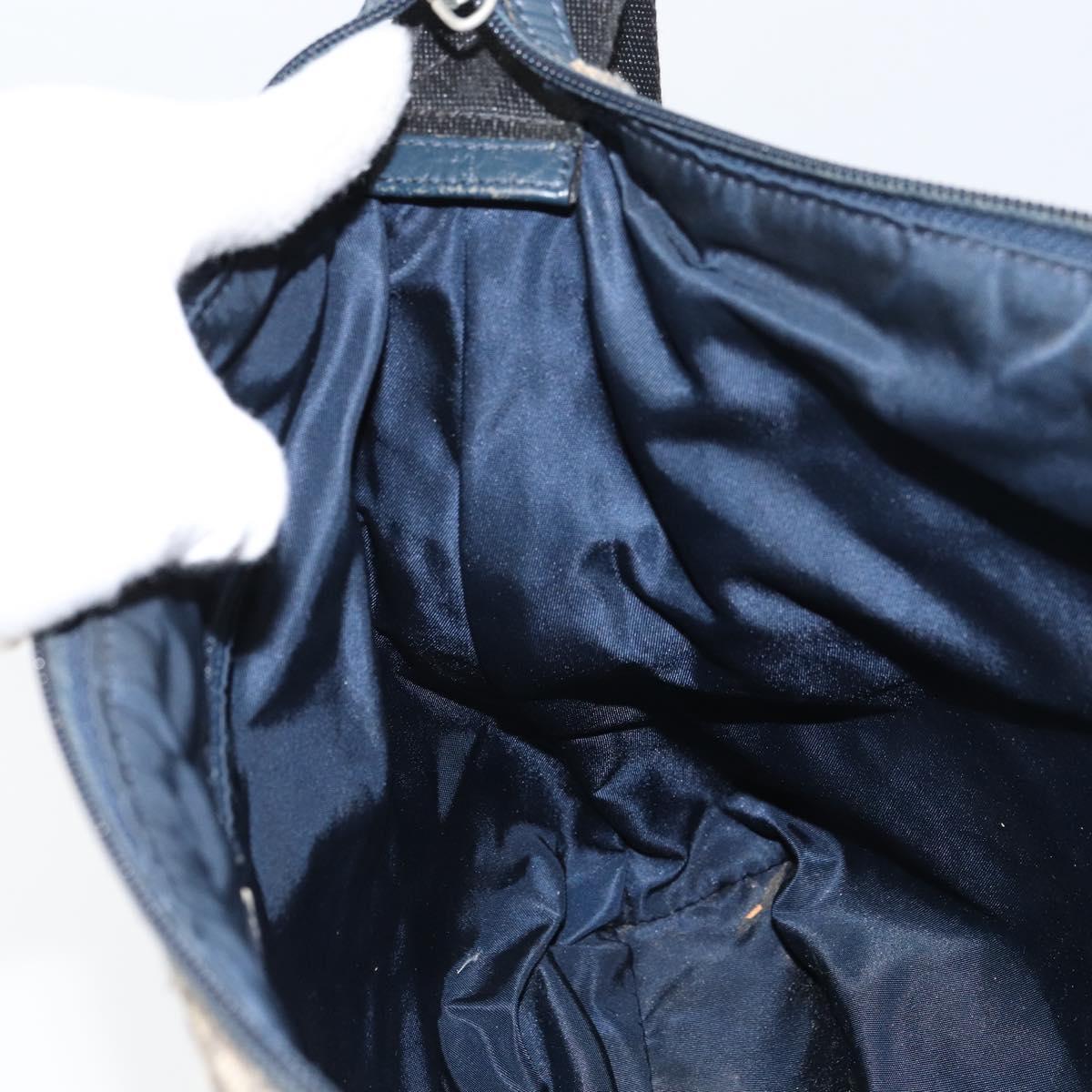 Christian Dior Trotter Canvas Shoulder Bag Navy Silver Auth 160673