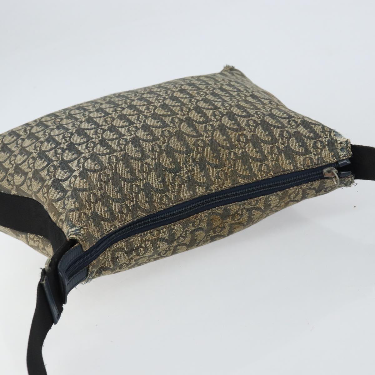 Christian Dior Trotter Canvas Shoulder Bag Navy Silver Auth 160673