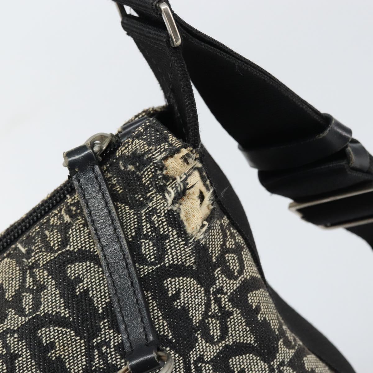 Christian Dior Trotter Canvas Shoulder Bag Navy Silver Auth 160674