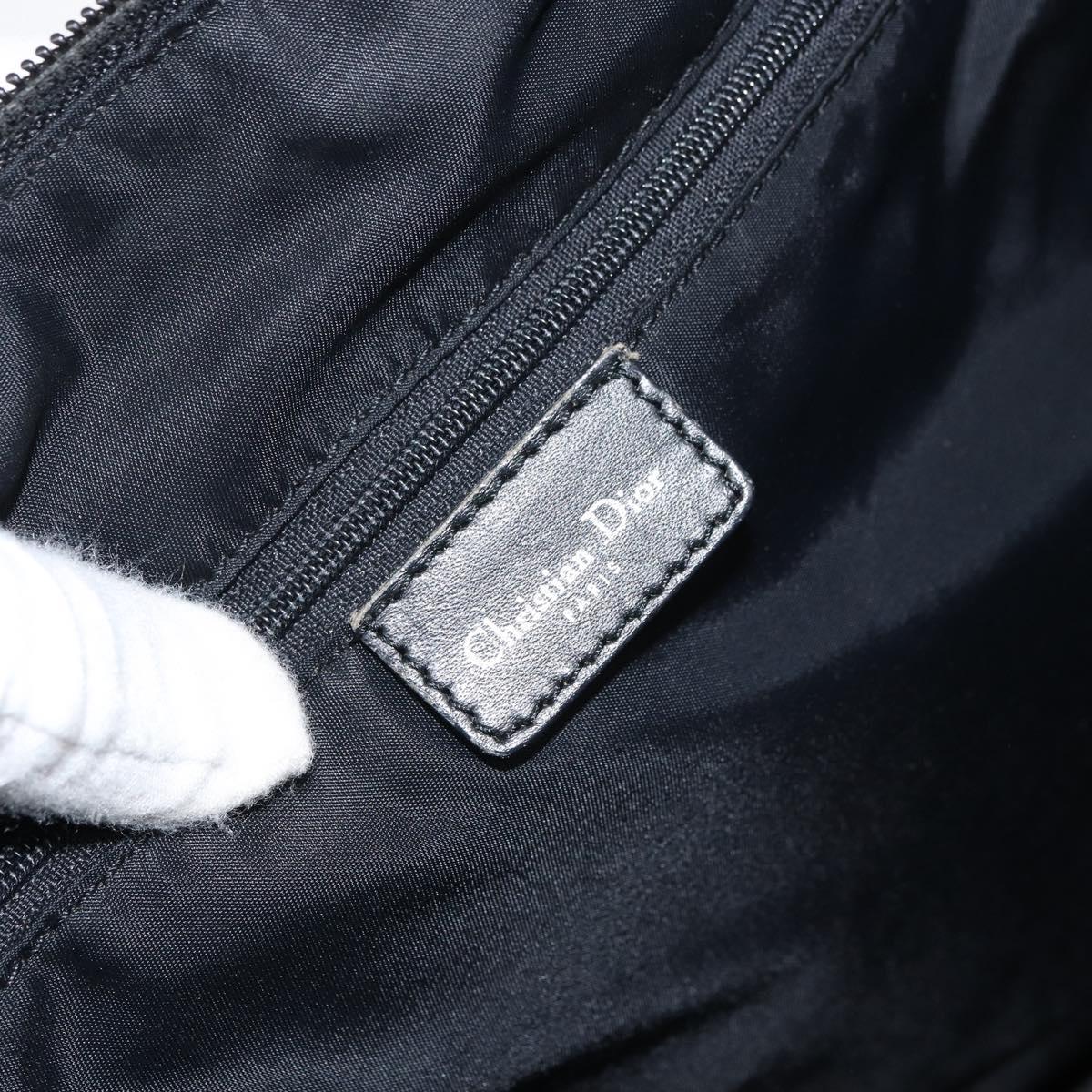 Christian Dior Trotter Canvas Shoulder Bag Navy Silver Auth 160674