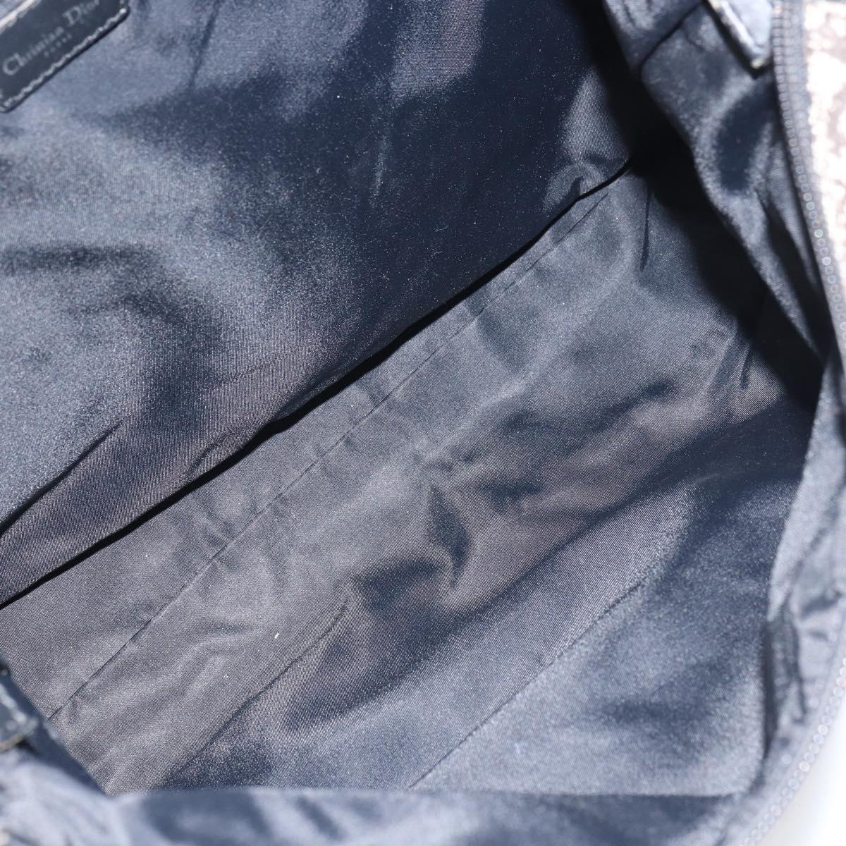 Christian Dior Trotter Canvas Shoulder Bag Navy Silver Auth 160674