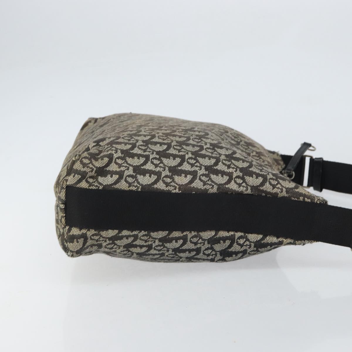 Christian Dior Trotter Canvas Shoulder Bag Navy Silver Auth 160674