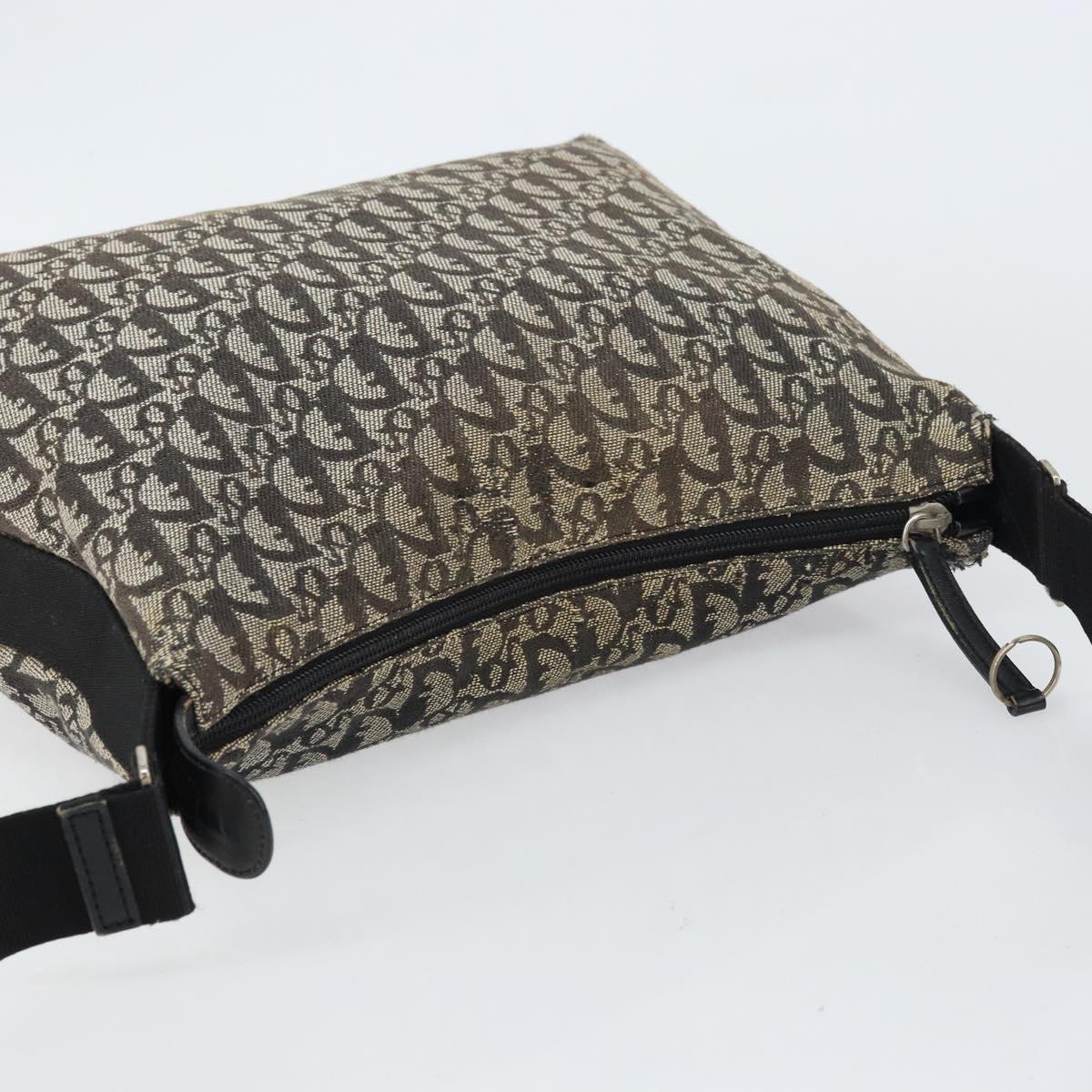 Christian Dior Trotter Canvas Shoulder Bag Navy Silver Auth 160674