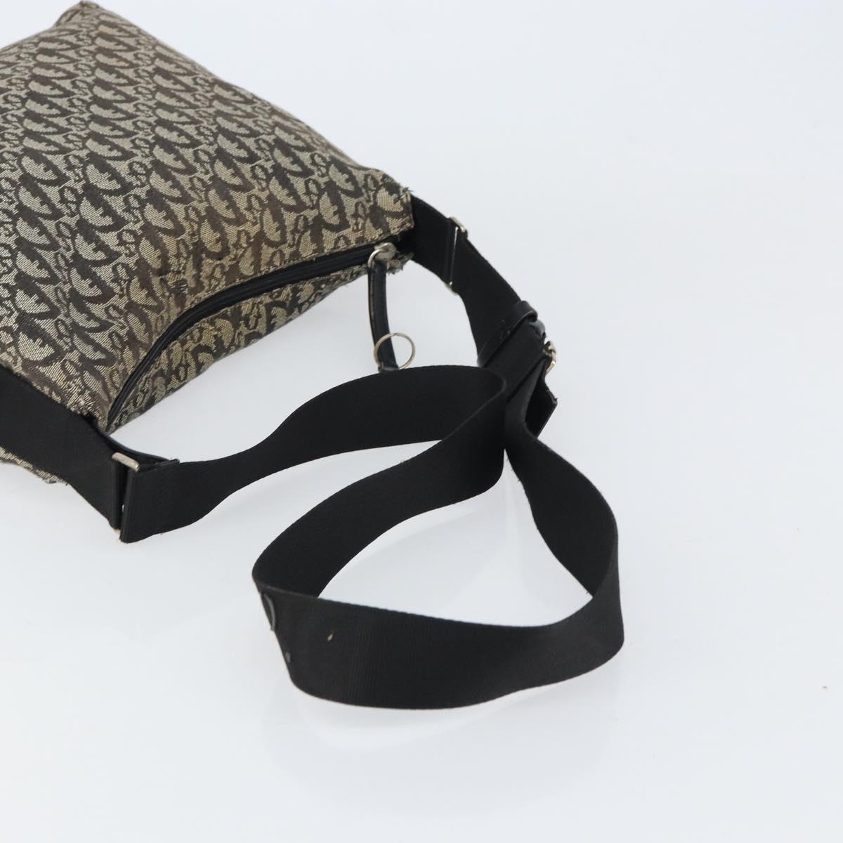 Christian Dior Trotter Canvas Shoulder Bag Navy Silver Auth 160674