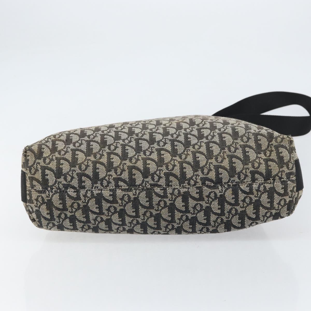 Christian Dior Trotter Canvas Shoulder Bag Navy Silver Auth 160674