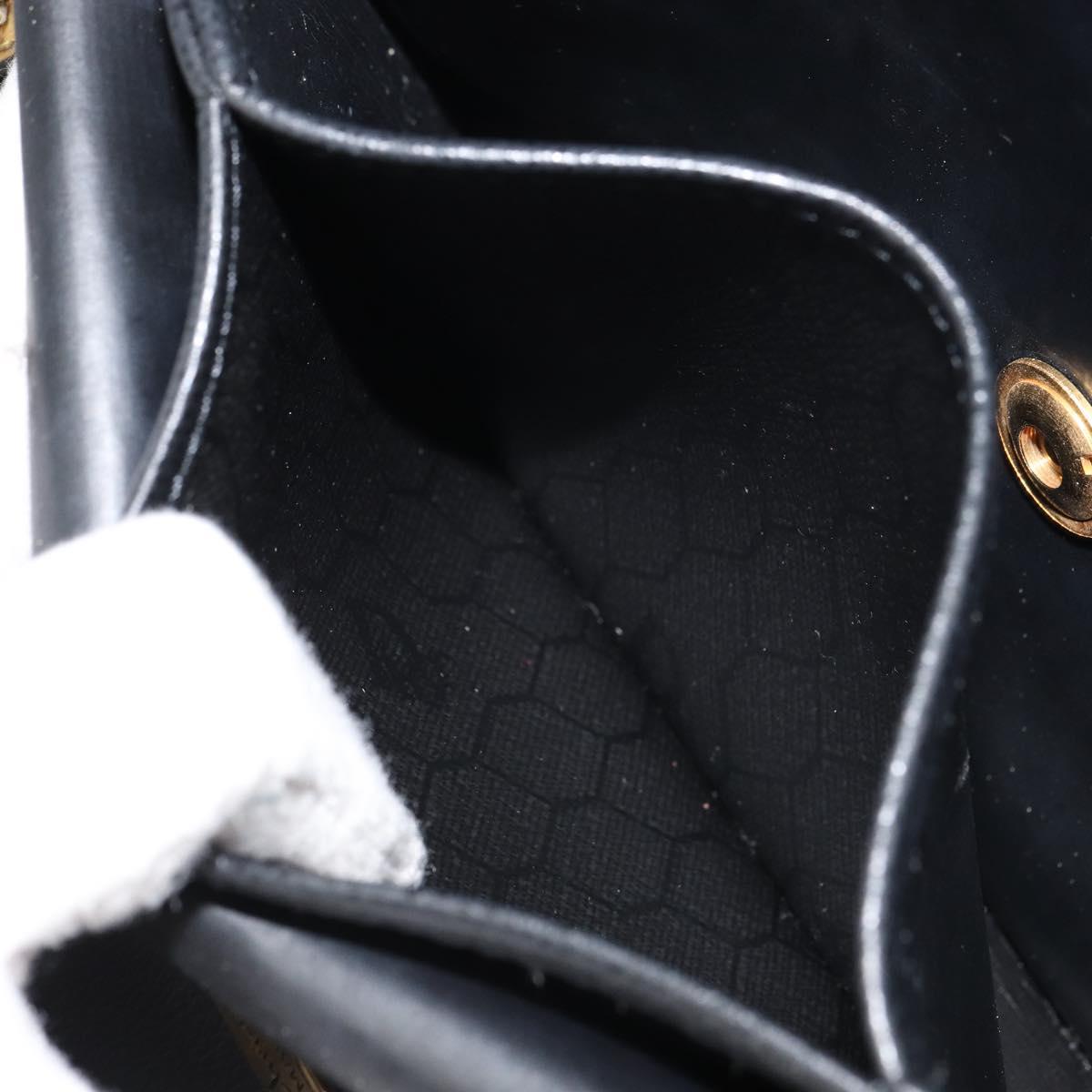 Christian Dior Chain Shoulder Bag Leather Black Gold Auth 160675
