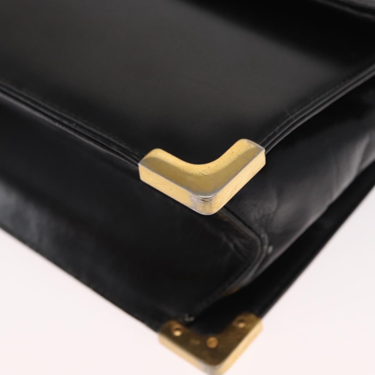 Christian Dior Shoulder Bag Leather Black Gold Auth 160676