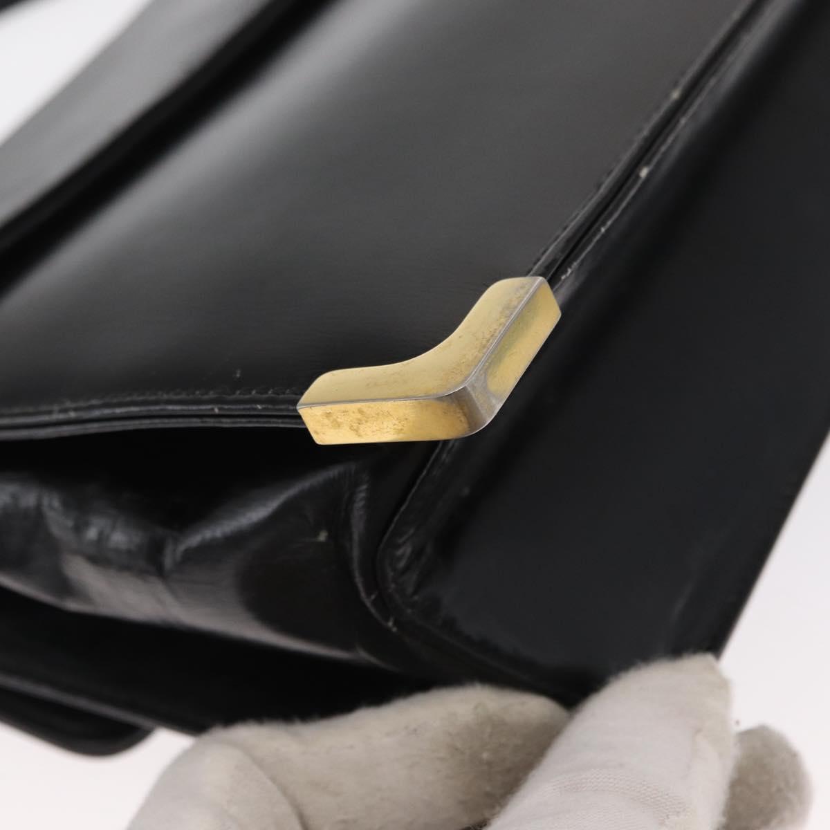 Christian Dior Shoulder Bag Leather Black Gold Auth 160676