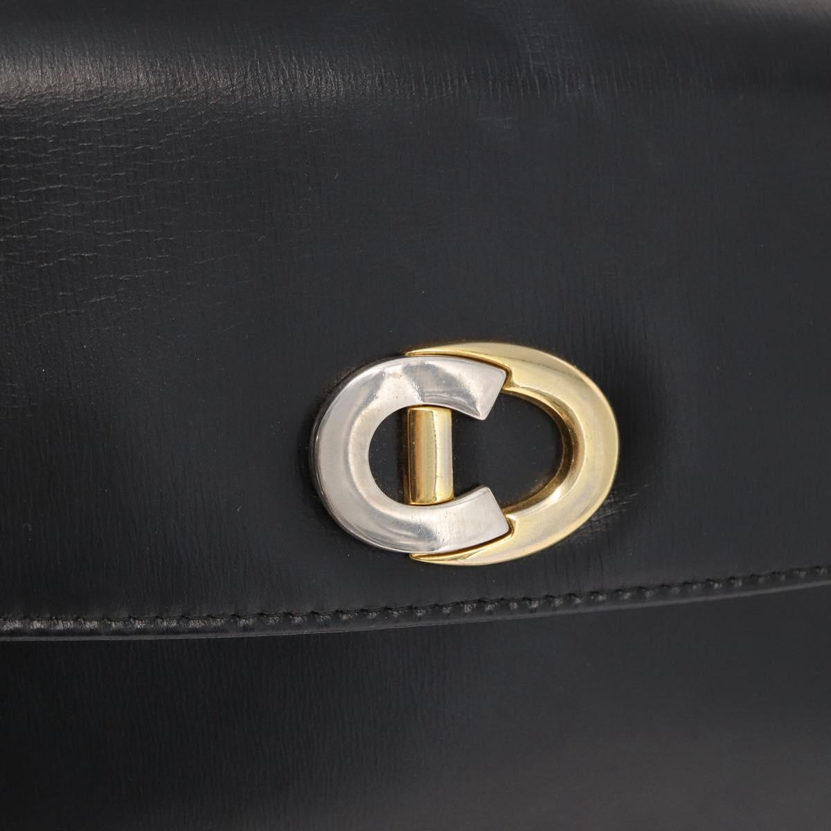 Christian Dior Shoulder Bag Leather Black Gold Auth 160676