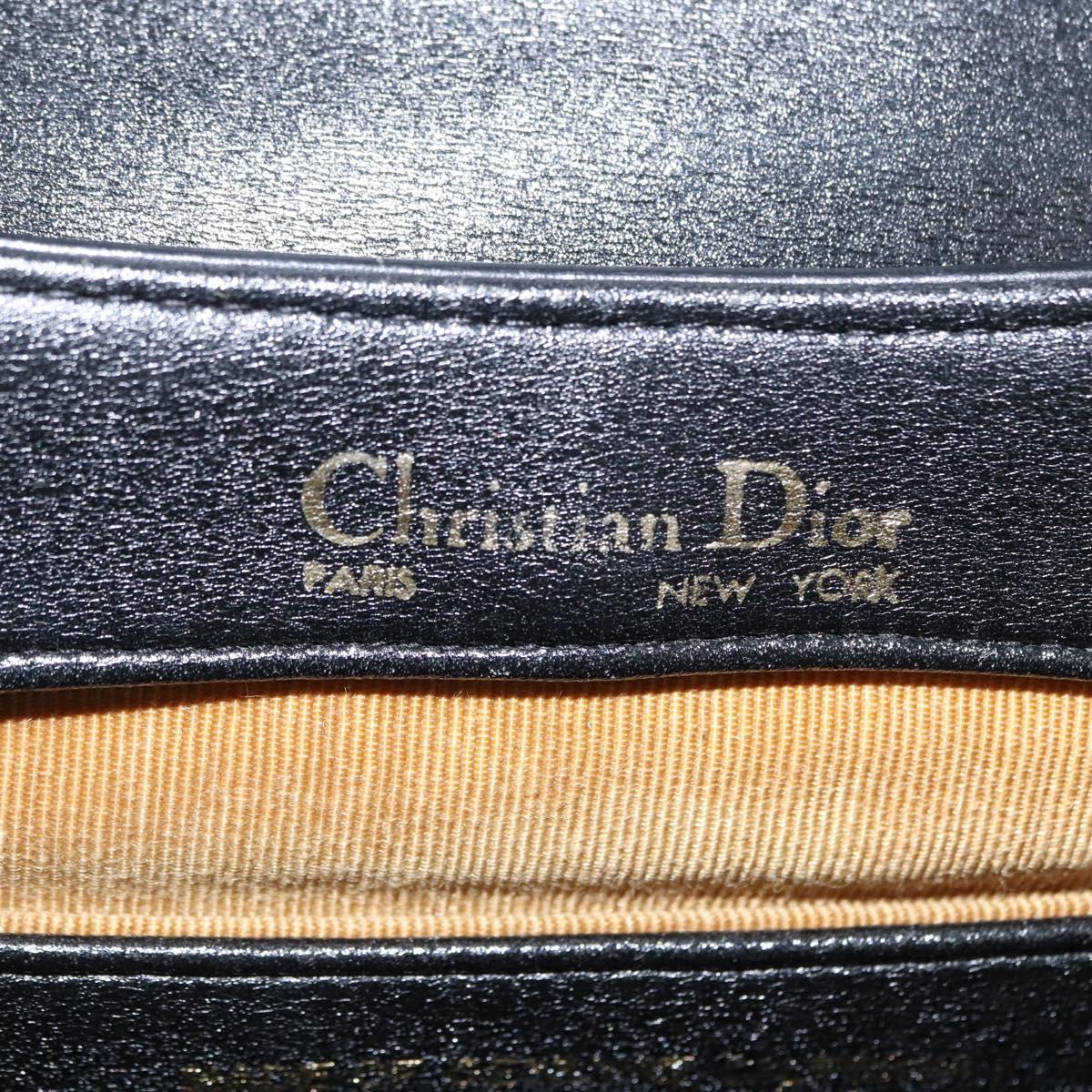Christian Dior Shoulder Bag Leather Black Gold Auth 160676