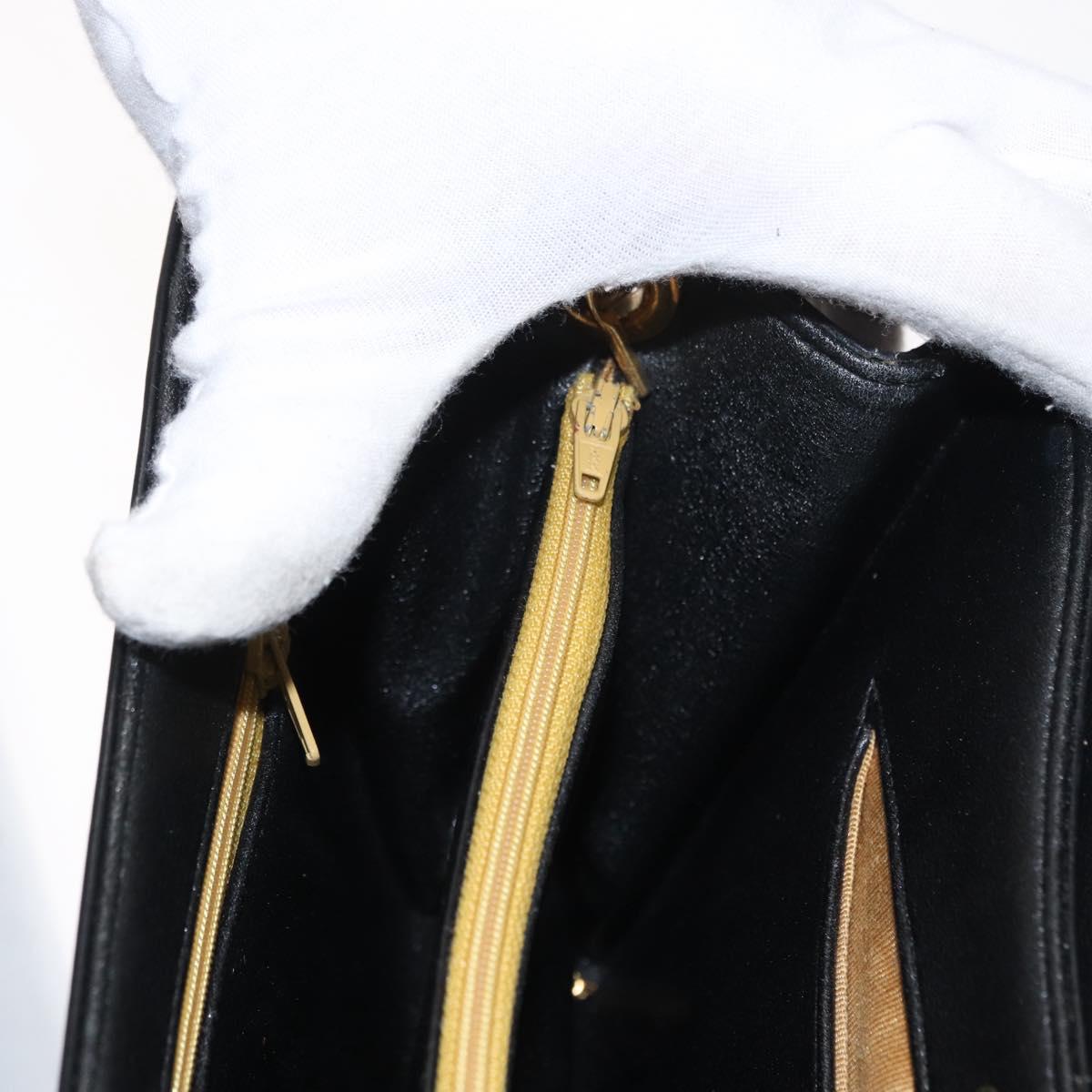 Christian Dior Shoulder Bag Leather Black Gold Auth 160676