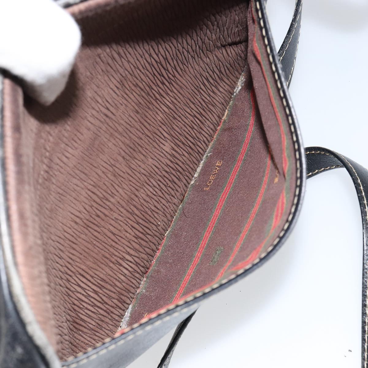 LOEWE Shoulder Bag Leather Black Gold Auth 160679
